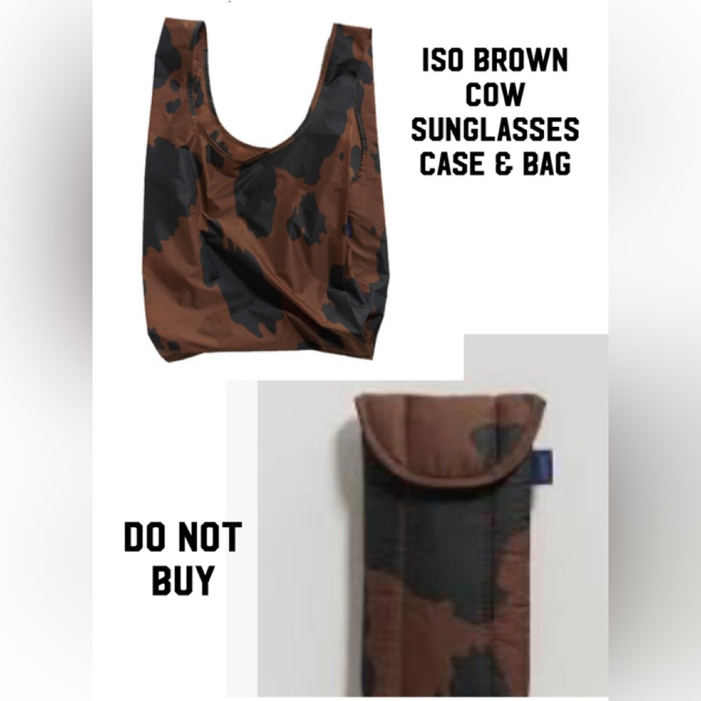 ISO PLEASE BAGGU Black & Brown Cow print BAG &
Sunglasses case
